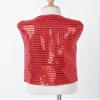 FEESHOW Kids Boys Girls Glittery Sequins Sleeveless Button Closure Vest Jacket for Stage Performance Show Dancewear Red 4-5 Years view 4