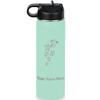 LaserGram Personalized Water Bottle, Sea Turtle Family, Stainless Steel Double Wall Vacuum Insulated with Flip Top Straw, Custom Engraved Gift (20oz / 590ml Teal) view 1