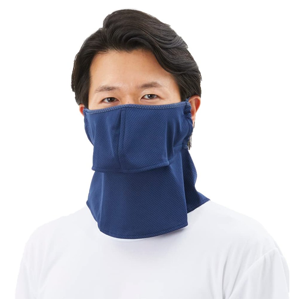 YAKeNU UV CUT MASK UV Sun Protection Mask for Face & Neck, Yake-nu SO-Cool (519W Navy Wide)