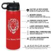 LaserGram Personalized Water Bottle, Farm Tractor, Stainless Steel Double Wall Vacuum Insulated with Flip Top Straw, Custom Engraved Gift (20oz / 590ml Red) view 3