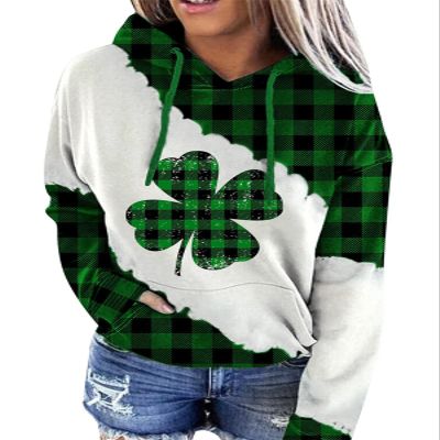 Akivide Womens St Patricks Day Apparel Long Sleeves Irish Hooded Sweatshirt Shamrock Printed Tie Dye Hoodie for Women (05 Green, Medium)