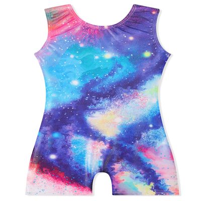 EQSJIU Gymnastics Leotards With Shorts For Toddler Girls Kids Smoky Galaxy 3t 4t 3-4t Biketard Outfits Bodysuits Leotard Sparkly Sparkle Colorful Multicolored
