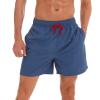 tuduoms Summer Men's 4" Swim Trunks Quick Dry Beach Shorts Casual Lightweight Workout Athletic Running Shorts with Pockets A-Navy view 3