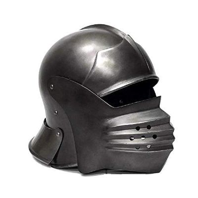 ARTIZANSTORE Medieval Knight Steel Medieval Knight Cosplay LARP Sallet Armor Helmet Halloween Costume Replica Blackt Reenactment Replica Adults Halloween Costume