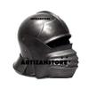 ARTIZANSTORE Medieval Knight Steel Medieval Knight Cosplay LARP Sallet Armor Helmet Halloween Costume Replica Blackt Reenactment Replica Adults Halloween Costume view 3