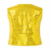 FEESHOW Kids Boys Girls Glittery Sequins Sleeveless Button Closure Vest Jacket for Stage Performance Show Dancewear Gold&Yellow 17-18 Years view 2