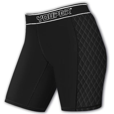 Youper Youth Girls Classic Compression Softball Sliding Shorts, Padded Softball Sliders (Black/White, Medium)