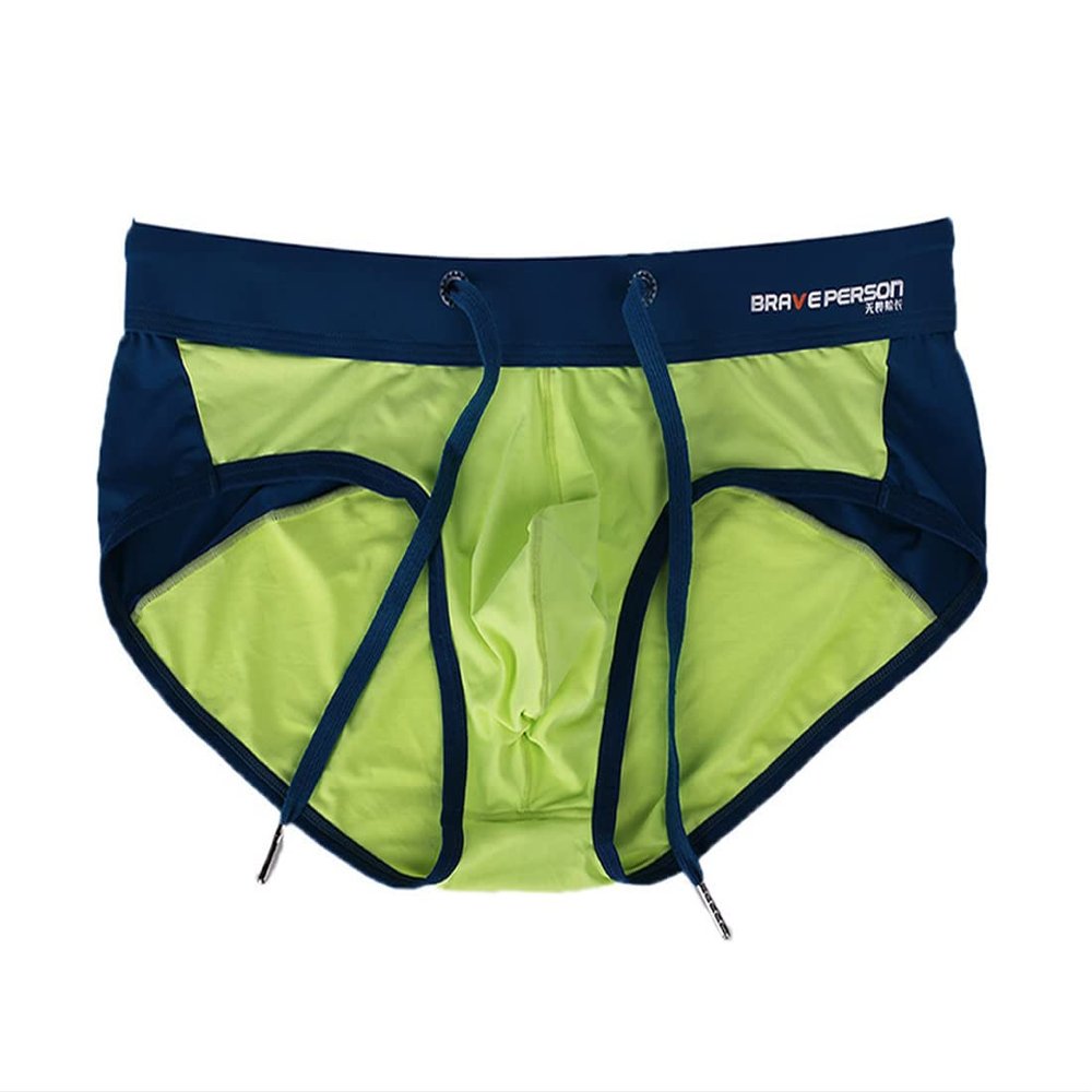Trendy Underwear Men's Bikini Swim Trunks Shorts Beach Briefs Rope Belt Shorts (Men, X-Large, B35 Green)