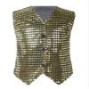 FEESHOW Kids Boys Girls Glittery Sequins Sleeveless Button Closure Vest Jacket for Stage Performance Show Dancewear Black&Gold 4-5 Years view 1