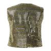 FEESHOW Kids Boys Girls Glittery Sequins Sleeveless Button Closure Vest Jacket for Stage Performance Show Dancewear Black&Gold 4-5 Years view 2
