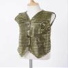 FEESHOW Kids Boys Girls Glittery Sequins Sleeveless Button Closure Vest Jacket for Stage Performance Show Dancewear Black&Gold 4-5 Years view 4