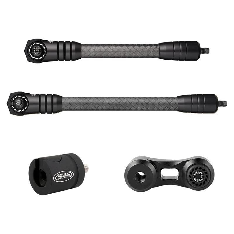 Mathews Flatline Stabilizers with 0 Degree Quick Disconnect and Static Sidebar Mount (8" + 10", Black)