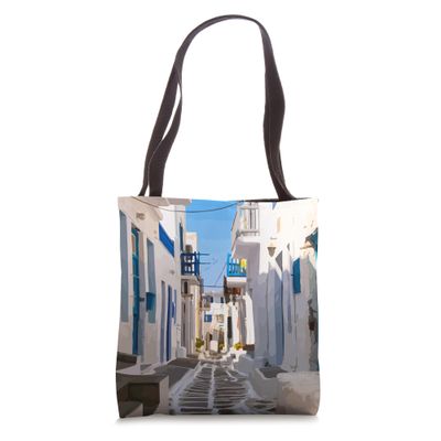 Santorini, Greece Village Alleyway Scenery Tote Bag