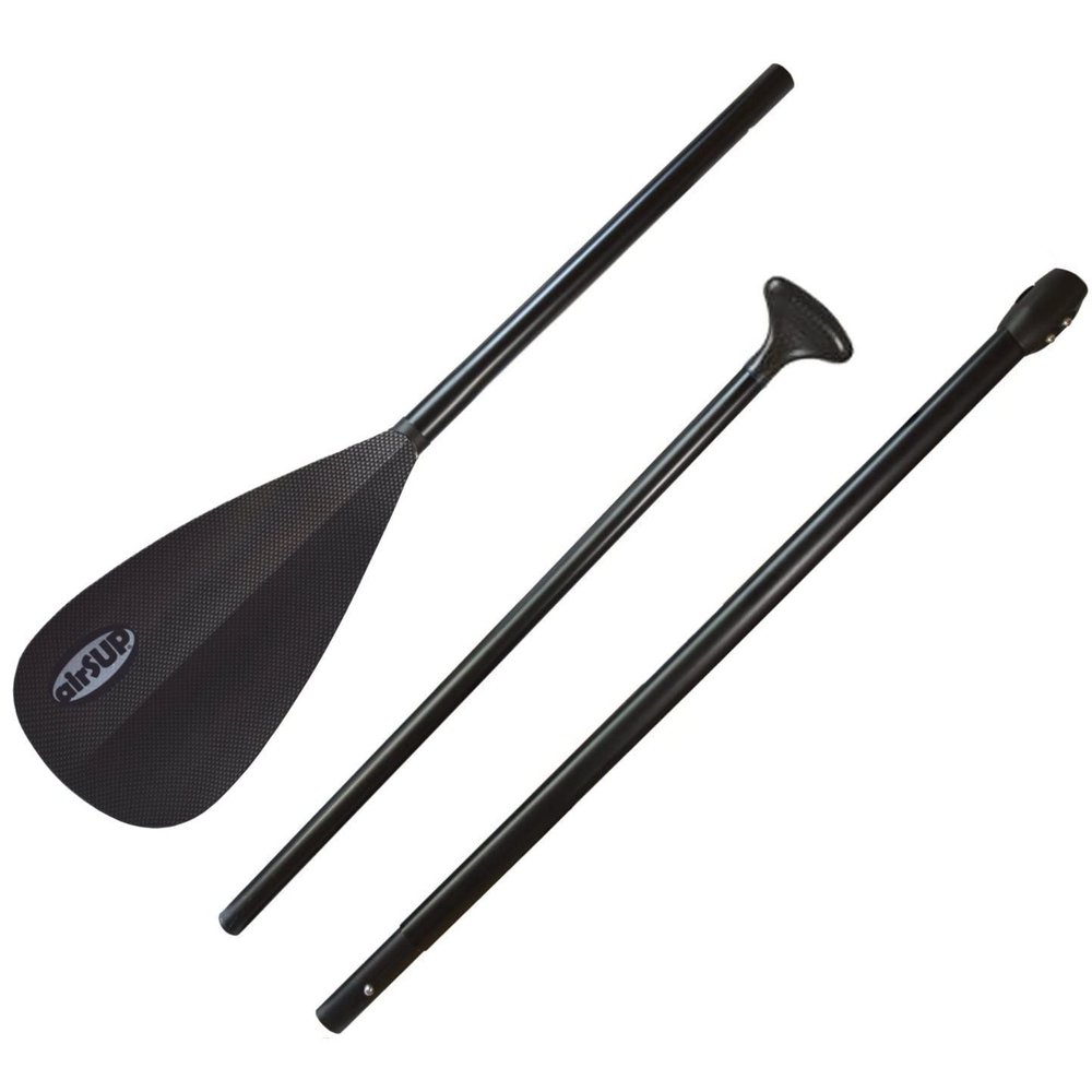 airSUP Tough 3 Piece Compact Paddle for Inflatable SUP Light 33oz with NO Twist - Oval Shaft Carbon (Decal)