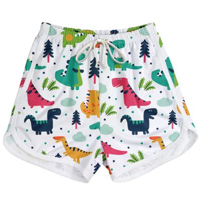 winying Kids Boys Girls Teen Sports Gym Shorts Cotton Cute Cartoon Print Dolphin Casual Running Short Pants White&Dinosaur 1-2 Years