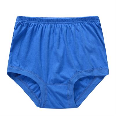 ANMUR Men's 100% Cotton Briefs Seniors Breathable High Waist Panties Ultra Soft Underwear Dad Elderly Men Loose Shorts (Color : Blue, Size : 3XL 115)