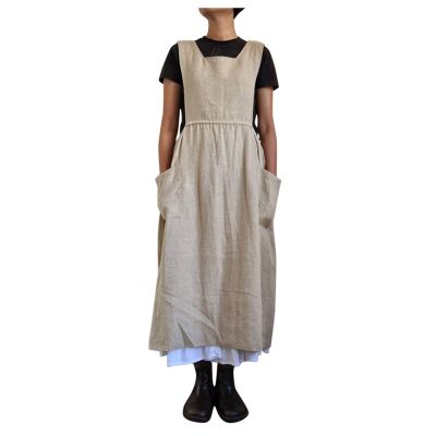 SERYU Womens Casual Loose Straps Bib Overall Mini Dress Pinafore Jumper Dress with Pocket Beige