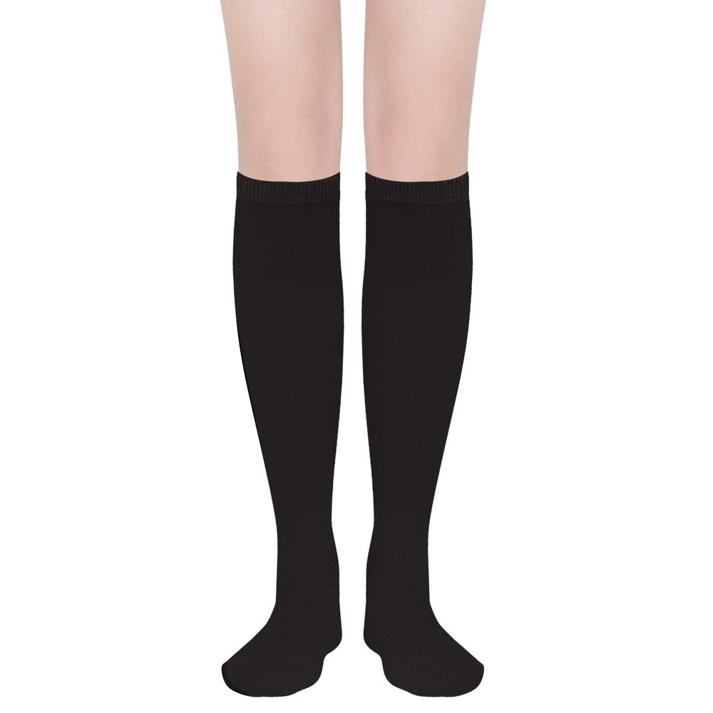 DOOVID Casual Knee High Socks for Women Tube Socks Elasticity Athletic Socks Thin Stripe Knee High Stockings Black One Size