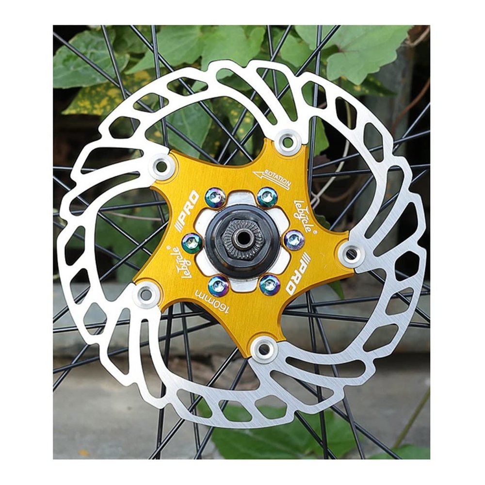 QHYRZE 140mm 160mm 180mm 203mm Bike Floating Disc Brake Rotor 6 Bolts Brake Disc for Road Mountain Bike MTB BMX Bicycle 83g (Color : Gold 180mm)