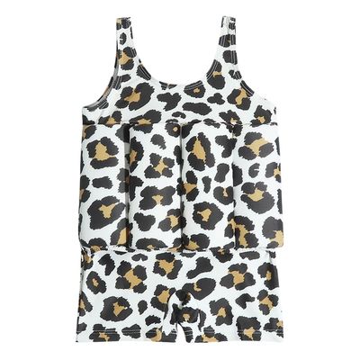Kids Swimsuit with 8 Adjustable Buoyancy Sticks, Baby Boys Girls One Piece Swim Vest Toddler Colorful Swim Swimwear Safety Training Aid Swimming Costume Leopard 18-24 Months