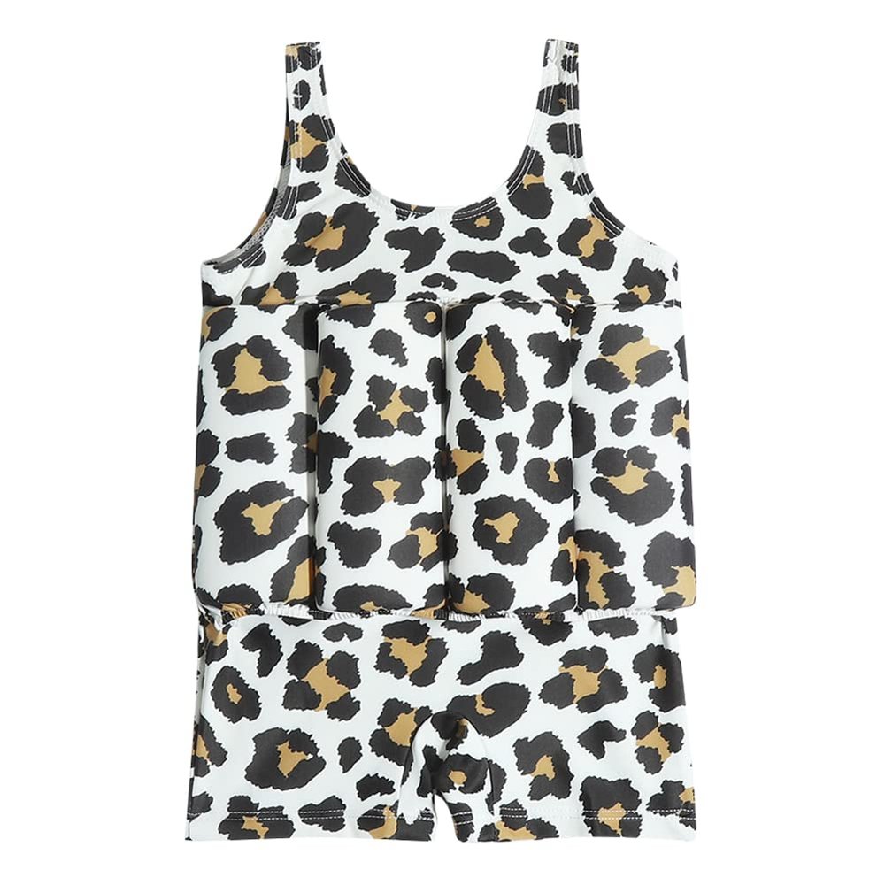 Kids Swimsuit with 8 Adjustable Buoyancy Sticks, Baby Boys Girls One Piece Swim Vest Toddler Colorful Swim Swimwear Safety Training Aid Swimming Costume Leopard 18-24 Months