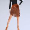 Women's Dance Skirts Ballroom Latin Dance Dress Tango Dance Skirt Apron Tassel Skirt Dance Practice Performance Hip Scarf (Brown) view 4