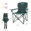 KingCamp Folding Camping Chair Oversized Portable Lawn Chair Padded Quad Chair with Cup Holder and Carry Bag, Heavy Duty Supports 300lbs for Outdoor, Fishing, Picnic, Sports, Green view 2
