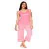 bebe Womens Pajamas Set - Short Sleeve T-Shirt and Lounge Pajama Capri Sleepwear Set (Coral, Large) view 2
