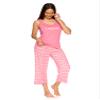 bebe Womens Pajamas Set - Short Sleeve T-Shirt and Lounge Pajama Capri Sleepwear Set (Coral, Large) view 3