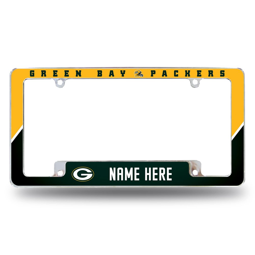 Rico Industries NFL Football Green Bay Packers Personalized/Custom 12" x 6" Chrome All Over Automotive License Plate Frame for Car/Truck/SUV