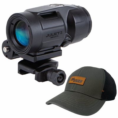 Sg Sauer Juliet3-Micro 3x22mm Magnifier with Leather Patch Trucker Hat Bundle