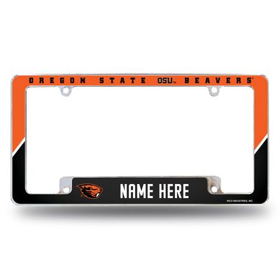 Rico Industries NCAA Oregon State Beavers Personalized/Custom 12" x 6" Chrome All Over Automotive License Plate Frame for Car/Truck/SUV