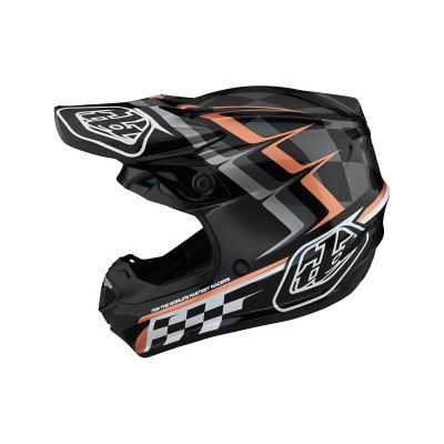 Troy Lee Designs SE4 Polyacrylite Adult Motocross Off-Road Dirt Bike Helmet with MIPS, Warped, Black / Copper, X-Large
