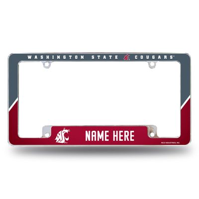Rico Industries NCAA Washington State Cougars - WSU Personalized/Custom 12" x 6" Chrome All Over Automotive License Plate Frame for Car/Truck/SUV
