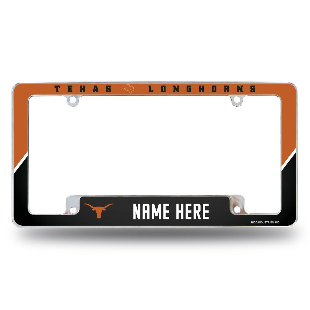 Rico Industries NCAA Texas Longhorns Personalized/Custom 12" x 6" Chrome All Over Automotive License Plate Frame for Car/Truck/SUV
