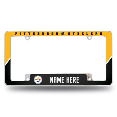 Rico Industries NFL Football Pittsburgh Steelers Personalized/Custom 12" x 6" Chrome All Over Automotive License Plate Frame for Car/Truck/SUV