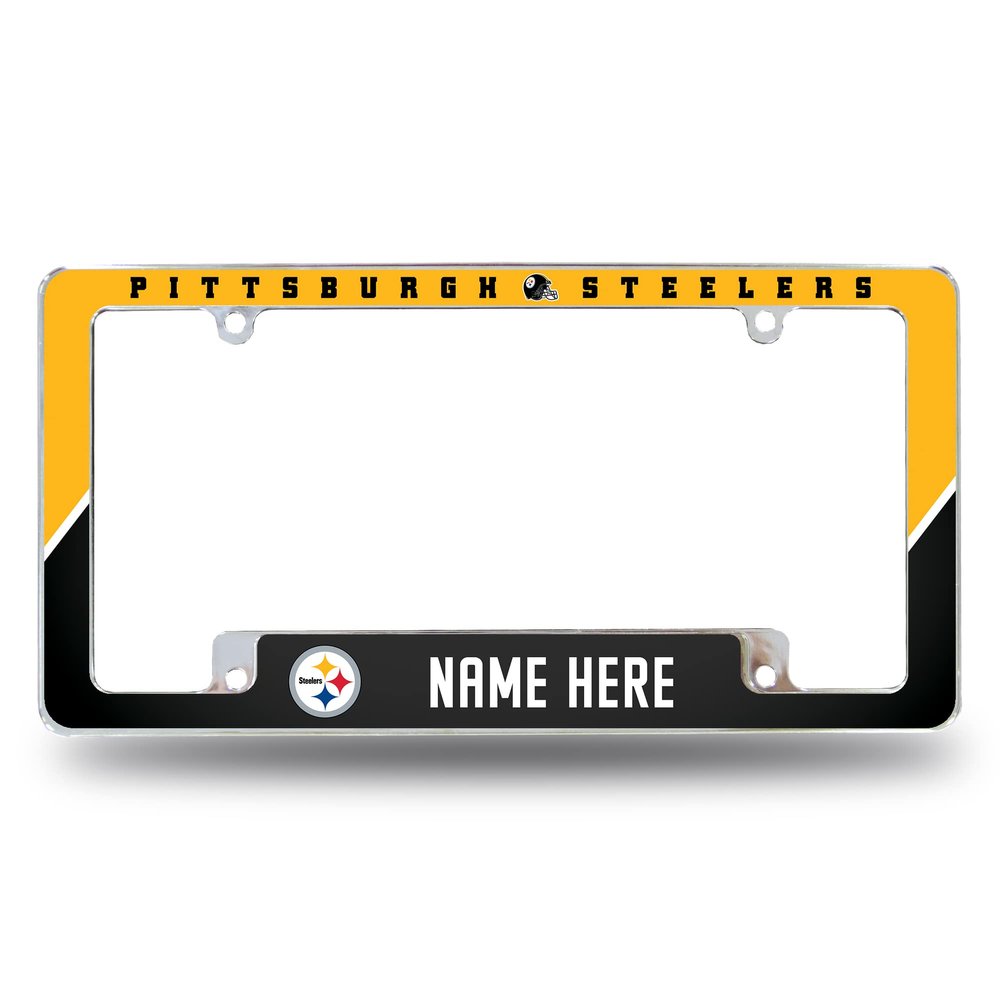 Rico Industries NFL Football Pittsburgh Steelers Personalized/Custom 12" x 6" Chrome All Over Automotive License Plate Frame for Car/Truck/SUV