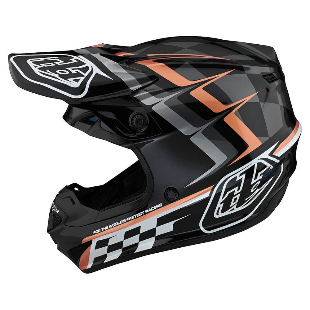 Troy Lee Designs SE4 Polyacrylite Helmet (2025) MIPS for Motocross MX Off-Road, Warped Black/Copper SM