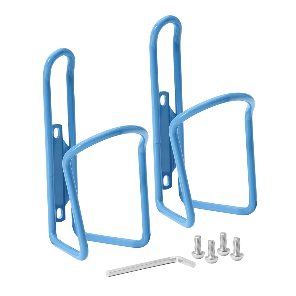 BW USA Aluminum Bike Water Bottle Cages  Great for MTB and Road Bicycles  2 Pack - Azure Blue