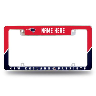 Rico Industries NFL Football New England Patriots Personalized/Custom 12" x 6" Chrome All Over Automotive License Plate Frame for Car/Truck/SUV