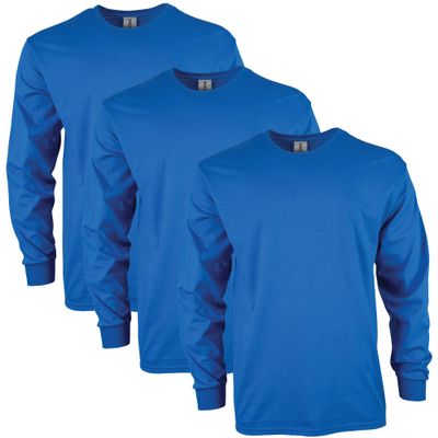 Gildan Men's Ultra Cotton Long Sleeve T-Shirt, Style G2400, Multipack, Royal (3-Pack), X-Large