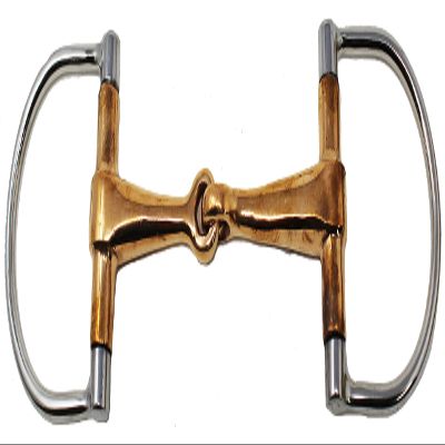 CHALLENGER Equine Stainless Steel D-Ring Snaffle Copper Mouth Horse Bit Tack 35444E