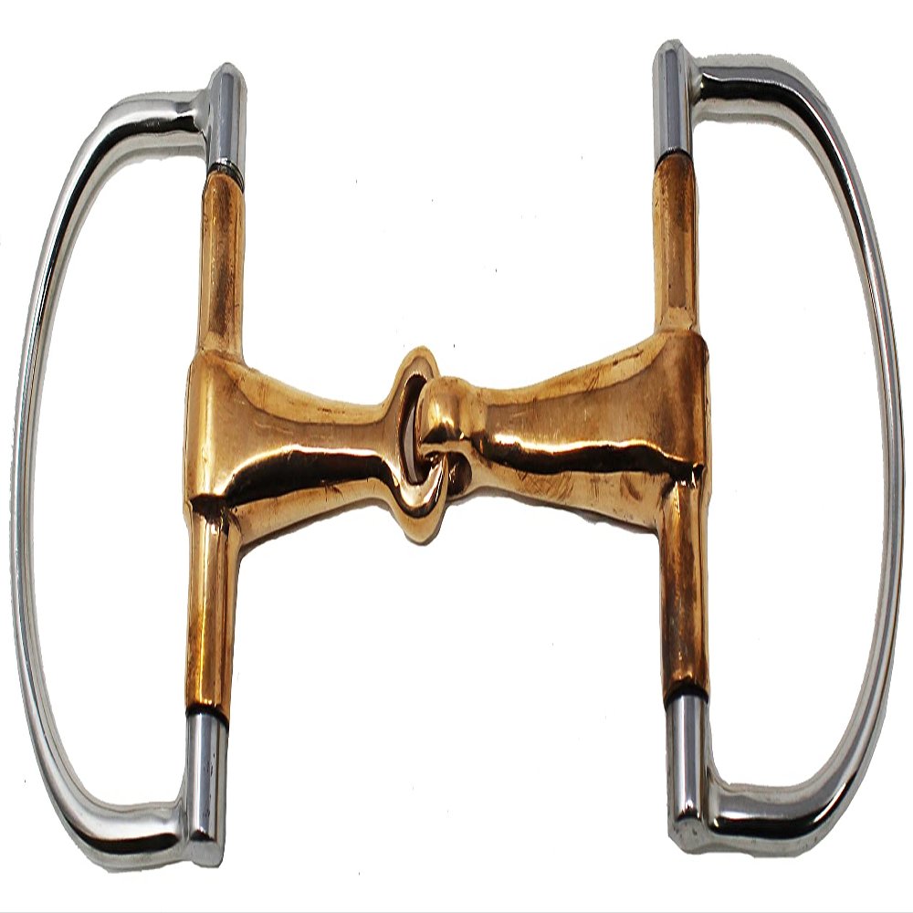 CHALLENGER Equine Stainless Steel D-Ring Snaffle Copper Mouth Horse Bit Tack 35444A