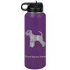 LaserGram Personalized Water Bottle, Schnauzer Dog, Stainless Steel Double Wall Vacuum Insulated with Flip Top Straw, Custom Engraved Gift (40oz / 1180ml Dark Purple) view 1