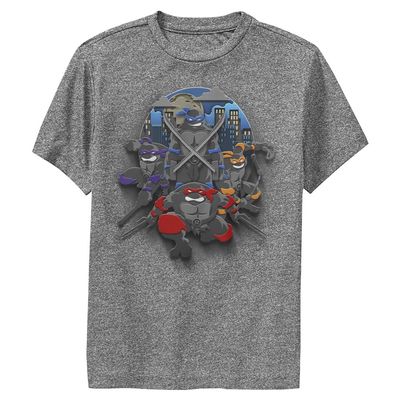 Teenage Mutant Ninja Turtles Kid's Heroes in A Half Shell T-Shirt, Charcoal Heather, Medium