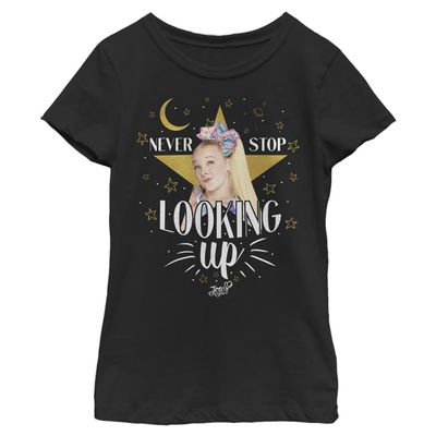 JoJo Siwa Girl's Never Stop Looking Up T-Shirt, Black, Small