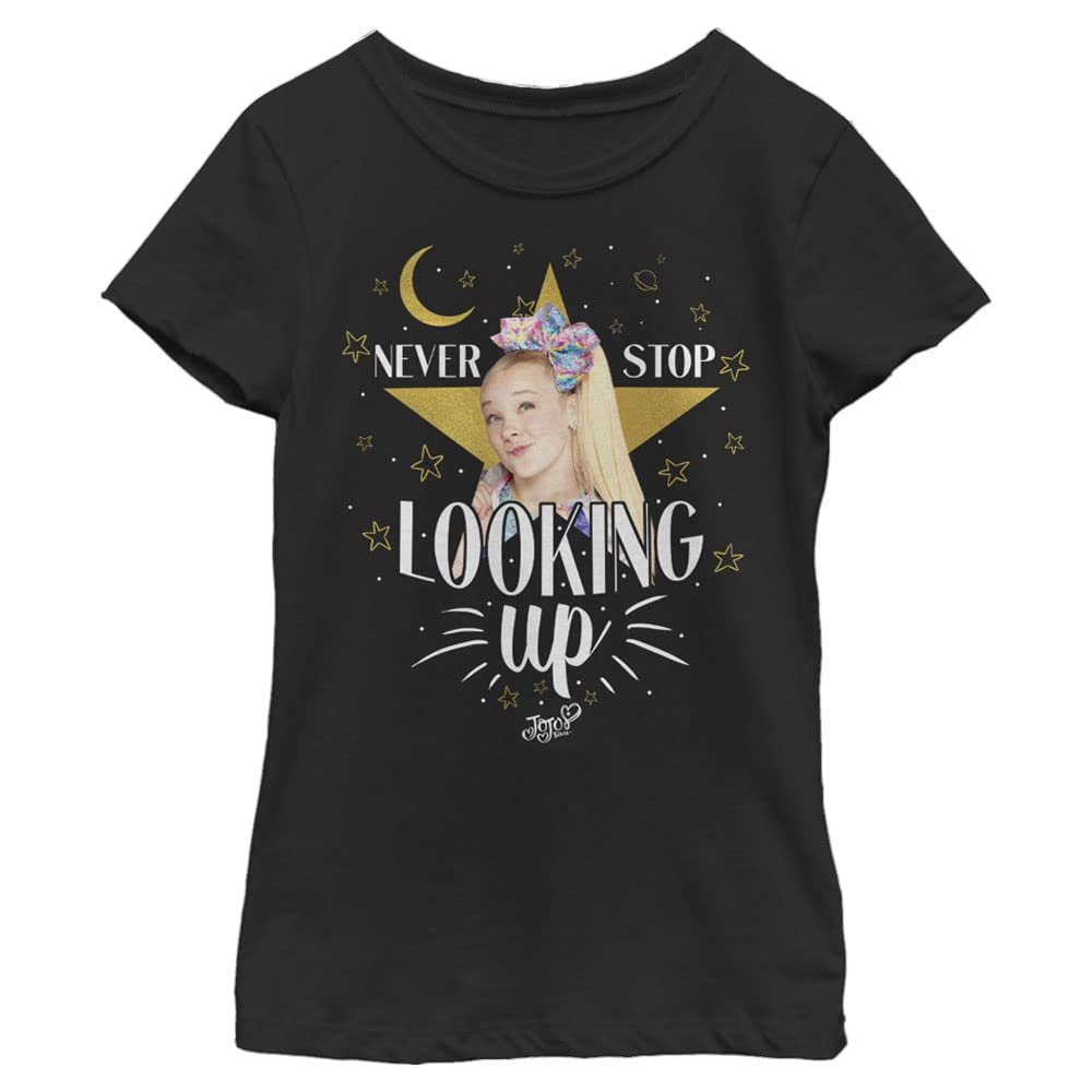 JoJo Siwa Girl's Never Stop Looking Up T-Shirt, Black, Small
