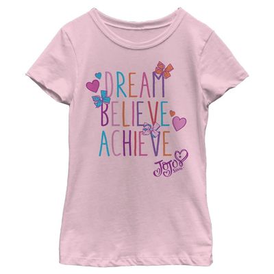 JoJo Siwa Girl's Dream Believe Achieve T-Shirt, Pink, X-Large