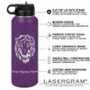 LaserGram Personalized Water Bottle, Tiger, Stainless Steel Double Wall Vacuum Insulated with Flip Top Straw, Custom Engraved Gift (40oz / 1180ml Dark Purple) view 3