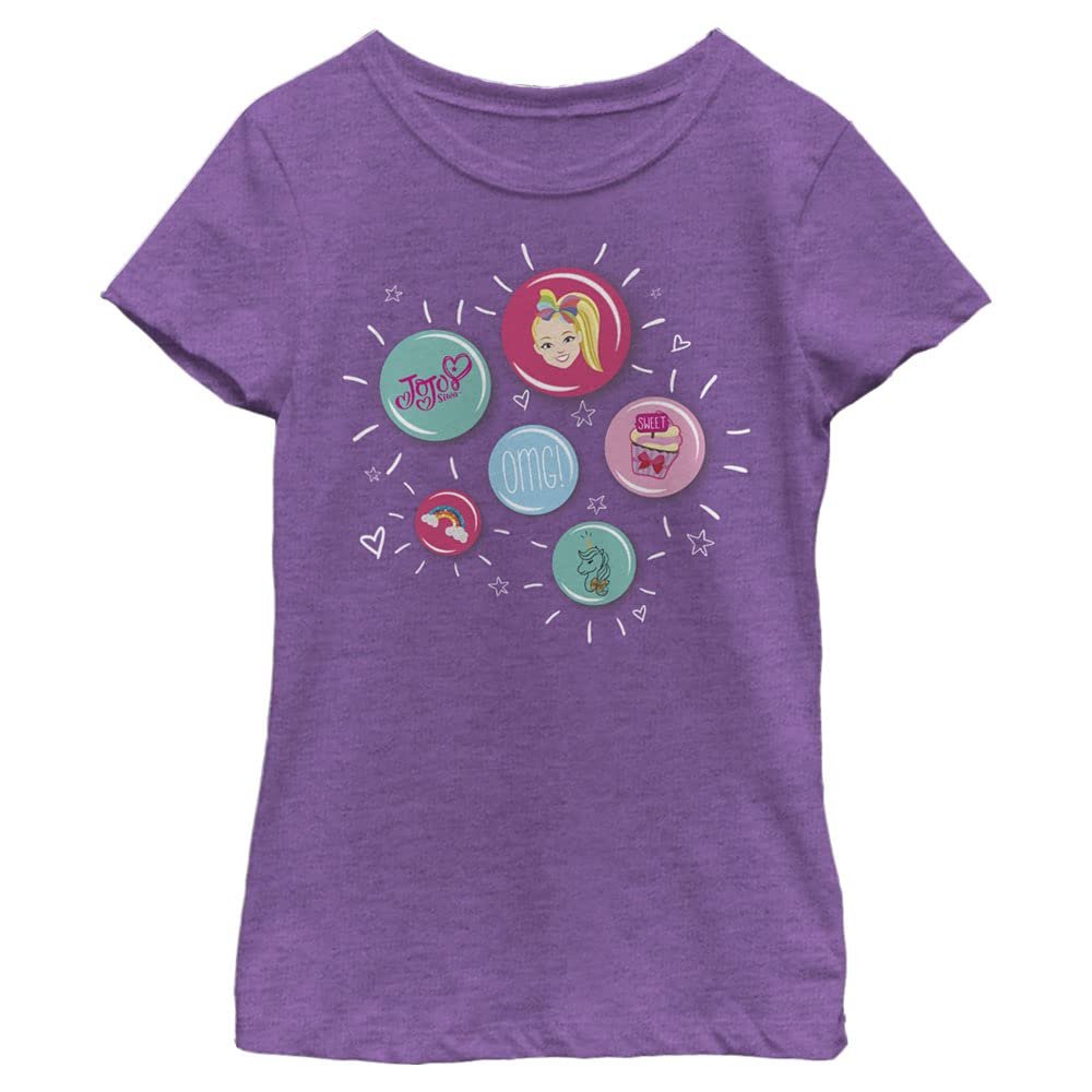 JoJo Siwa Girl's JoJo Buttons T-Shirt, Pur Berry, X-Large